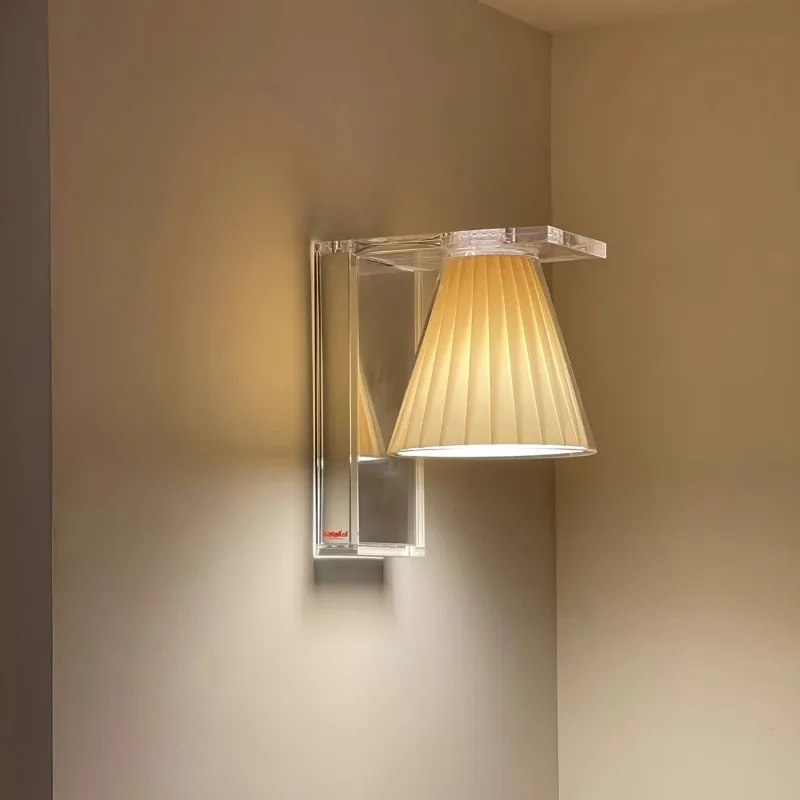

Итальянские прозрачные настенные светильники из акрила и ткани, простые дизайнерские настенные светильники для гостиной, спальни, коридора, кабинета, объемный светодиодный настенный светильник