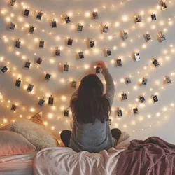 2-10m String Light LED Photo Clips Fairy Lights with 20-100 Clips for Photo String Banner Girl Bedroom Decor Hanging Pictures