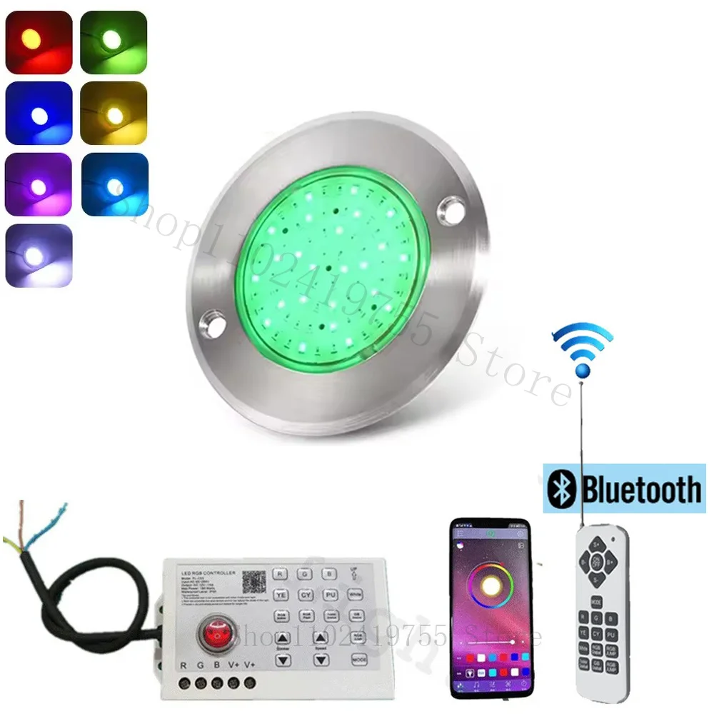 DC12 12W RGB Underwater lighting Bluetooth APP Control IP68 Outdoor LED Pool Light Fountain Landscape Lamp Piscina Luz Spotlight