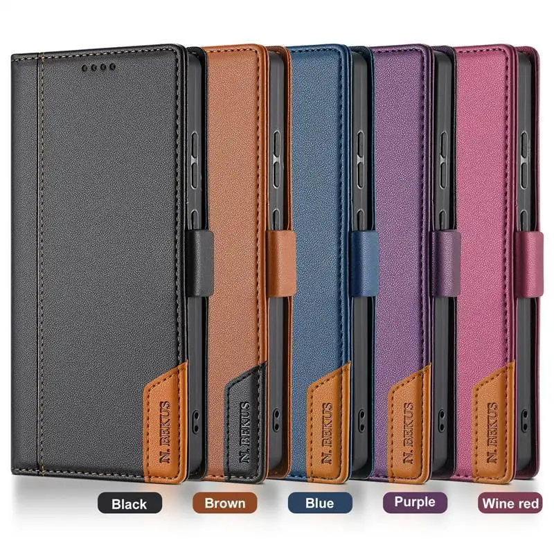 Applicable to Samsung S26Ultra mobile phone case. Anti-theft cover for  solid color stitched flip cover business protection case view 2