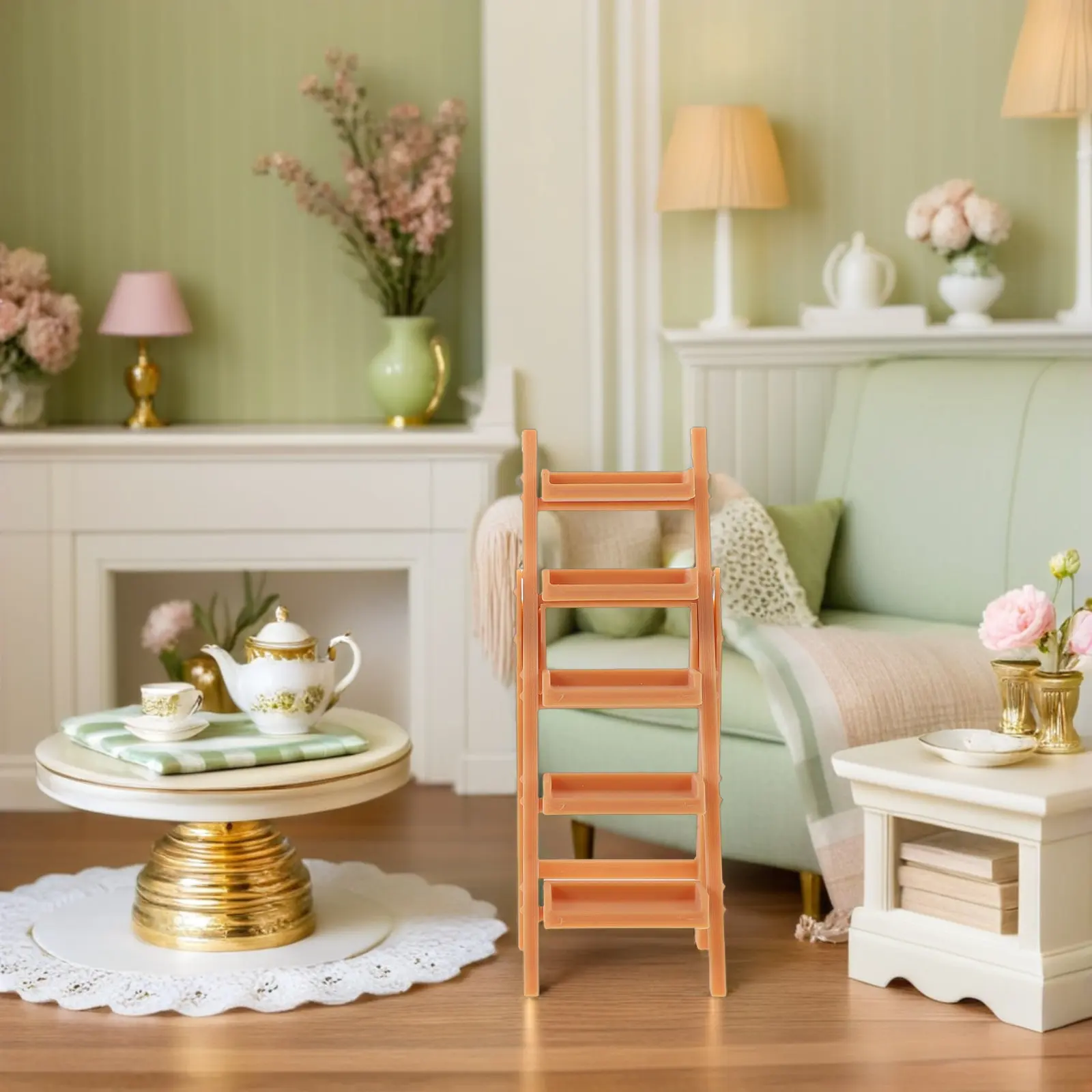 

2 шт. мини-полки для демонстрации, креативный многоуровневый дизайн, устойчивая конструкция в виде лестницы, идеально подходят для кукольного домика, балкона, миниатюрная подставка для хранения