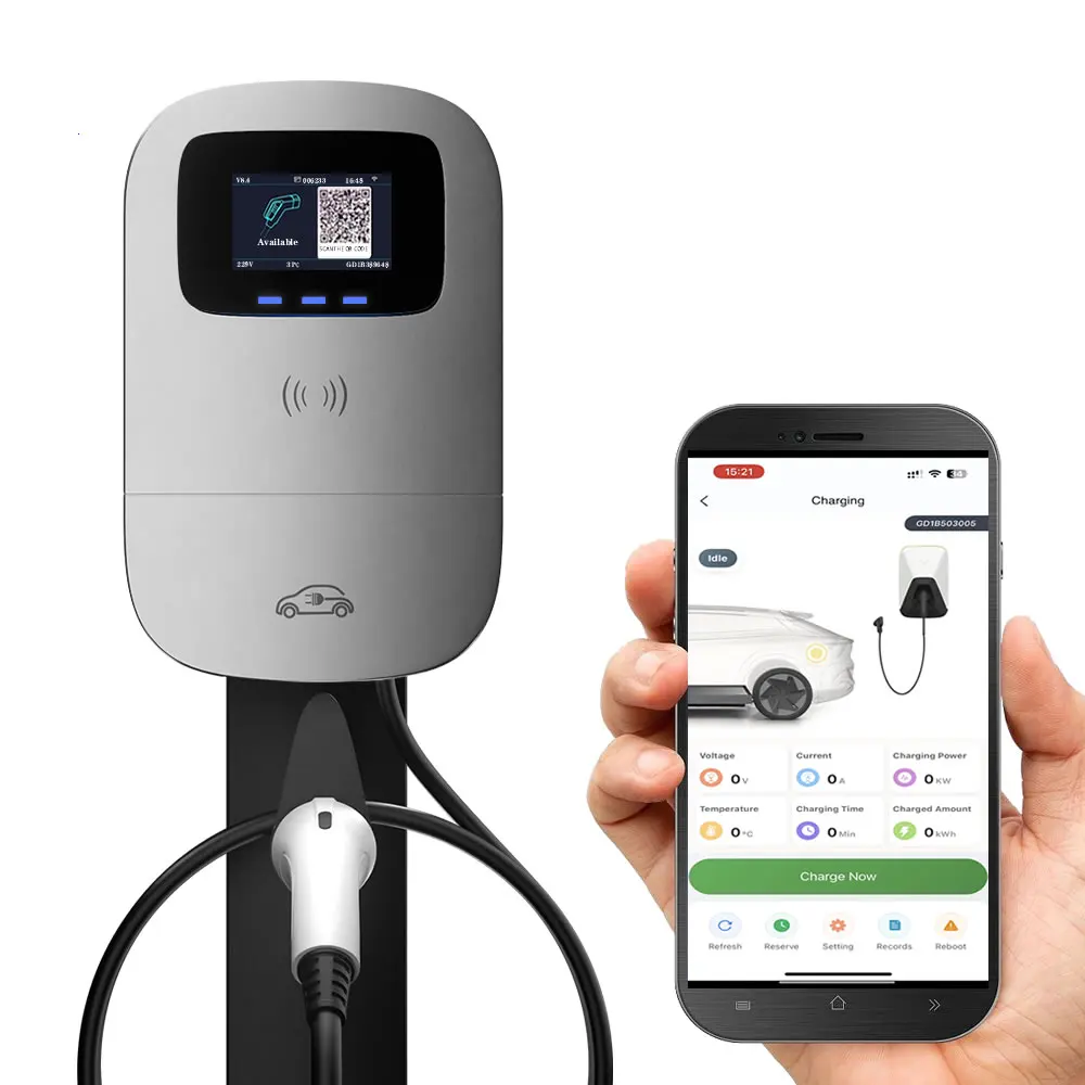 JIGU 3 phase 16A Electric Vehicle Charger Charging Station Type 2 Car Charger WIFI Bluetooth EV Charger 11KW Type 2 Wallbox 380V
