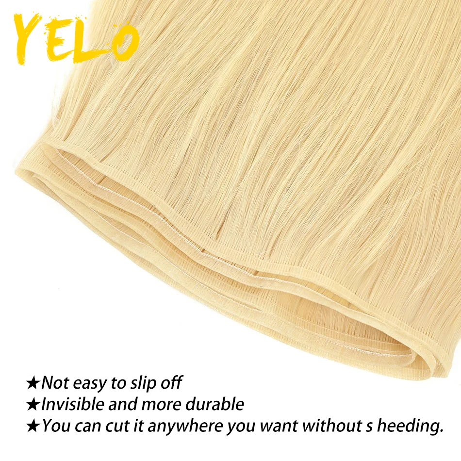 Yelo 12A Grade Genius Weft Virgin Human Hair Extension Straight Unprocessed Invisible Lightweight Hair Bundles Natural Hairpiece