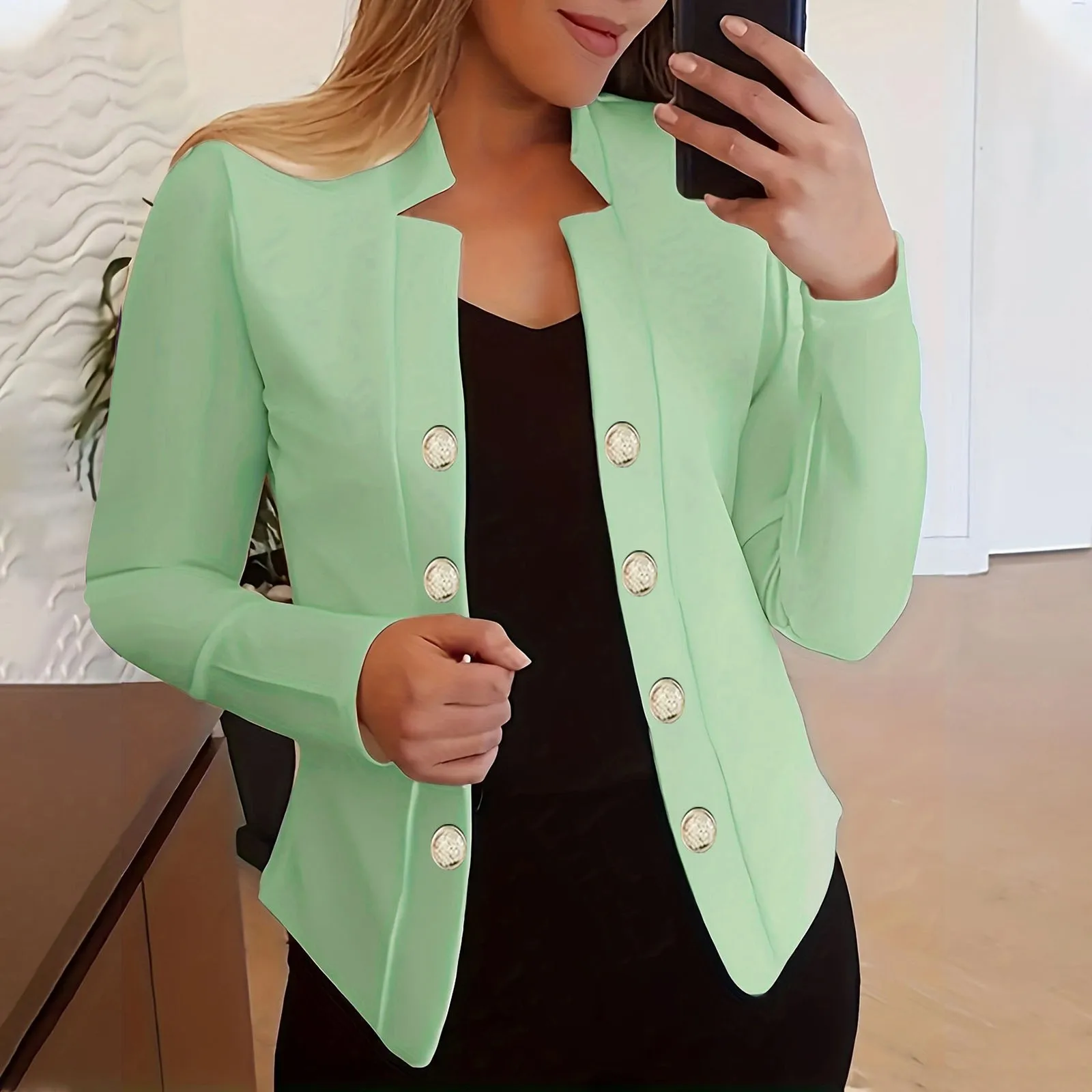 Womens Business Office Wear Casual Fall Long Sleeve Cardigans Open Front Work Office Cropped Jackets Woman Fleece Jacket Tops