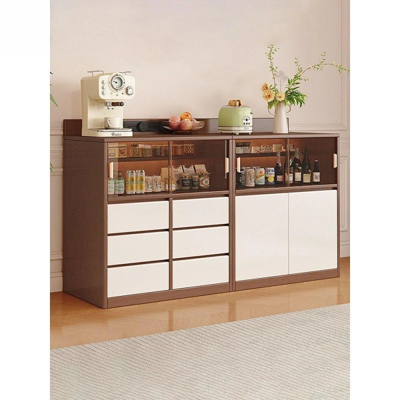 Solid wood dining side home storage combination kitchen living room display cabinet
