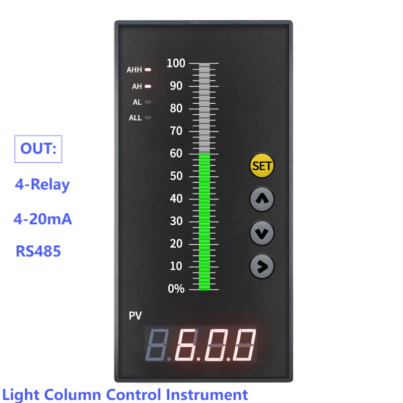 Automatic Liquid Level Controller 4-20mA Relay RS485 Relay Alarms Digital Water Level Indicator Tank Level Control Instrument