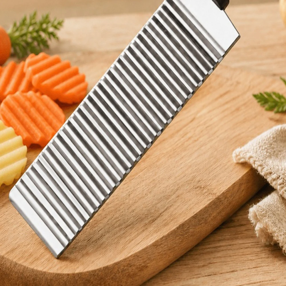 Stainless Steel Potato Chip Slicer Dough Vegetable Fruit Crinkle Wavy Slicer Knife Potato Cutter Chopper French Fry Maker Tools view 6