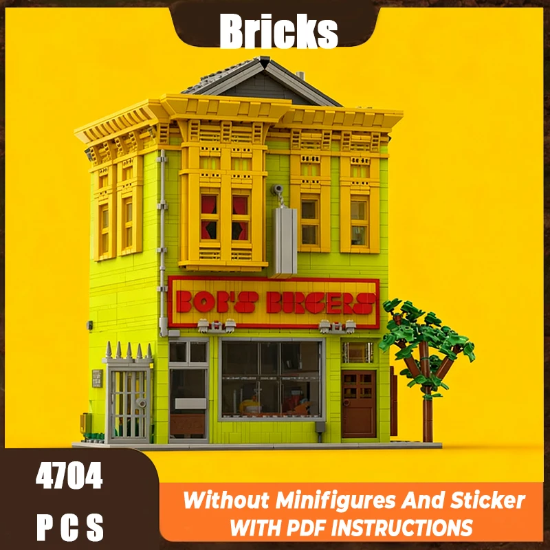 Exquisite New Product MOC Building Blocks Street View Architectural Model Bob's Burger House Modular Children's Toy Gift DIY Set