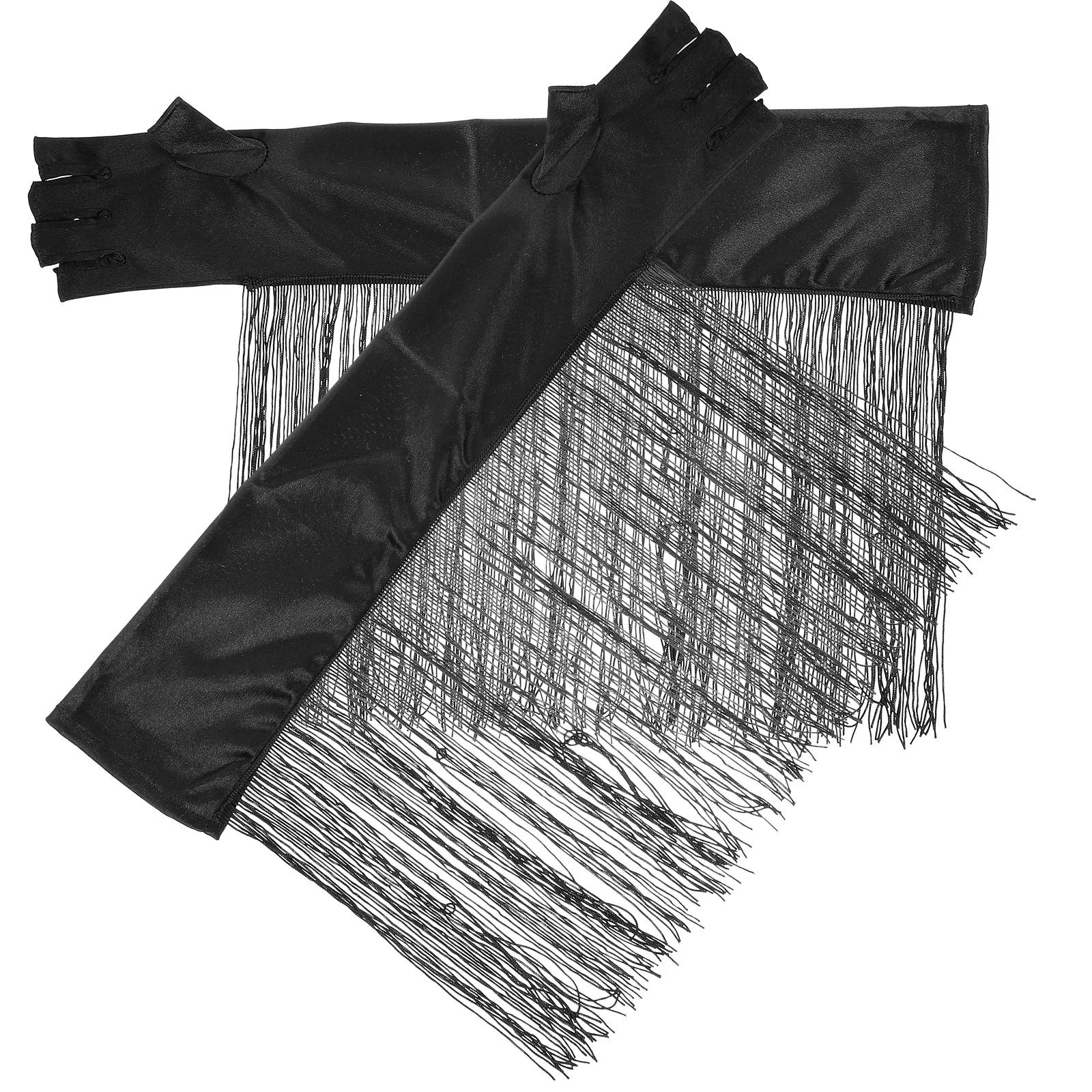 

Velvet Gloves Long Black Women Formal Wedding Party Banquet Elastic Performance Tassel Design Gloves Elegant