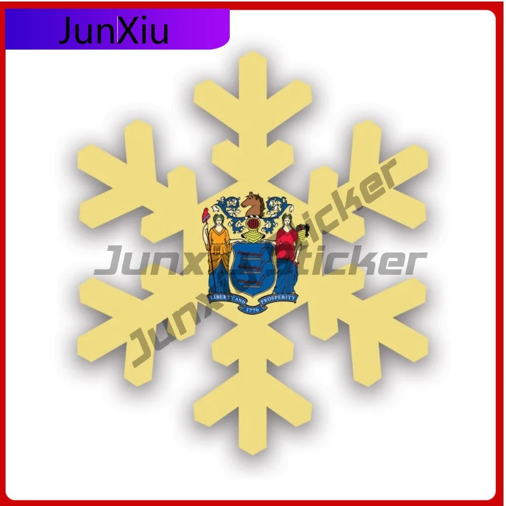 

New Jersey Snowflake Scratch Resistant Waterproof Classic For Motorcycle Helmet Rear Windshield Self Adhesive No Residue Decor