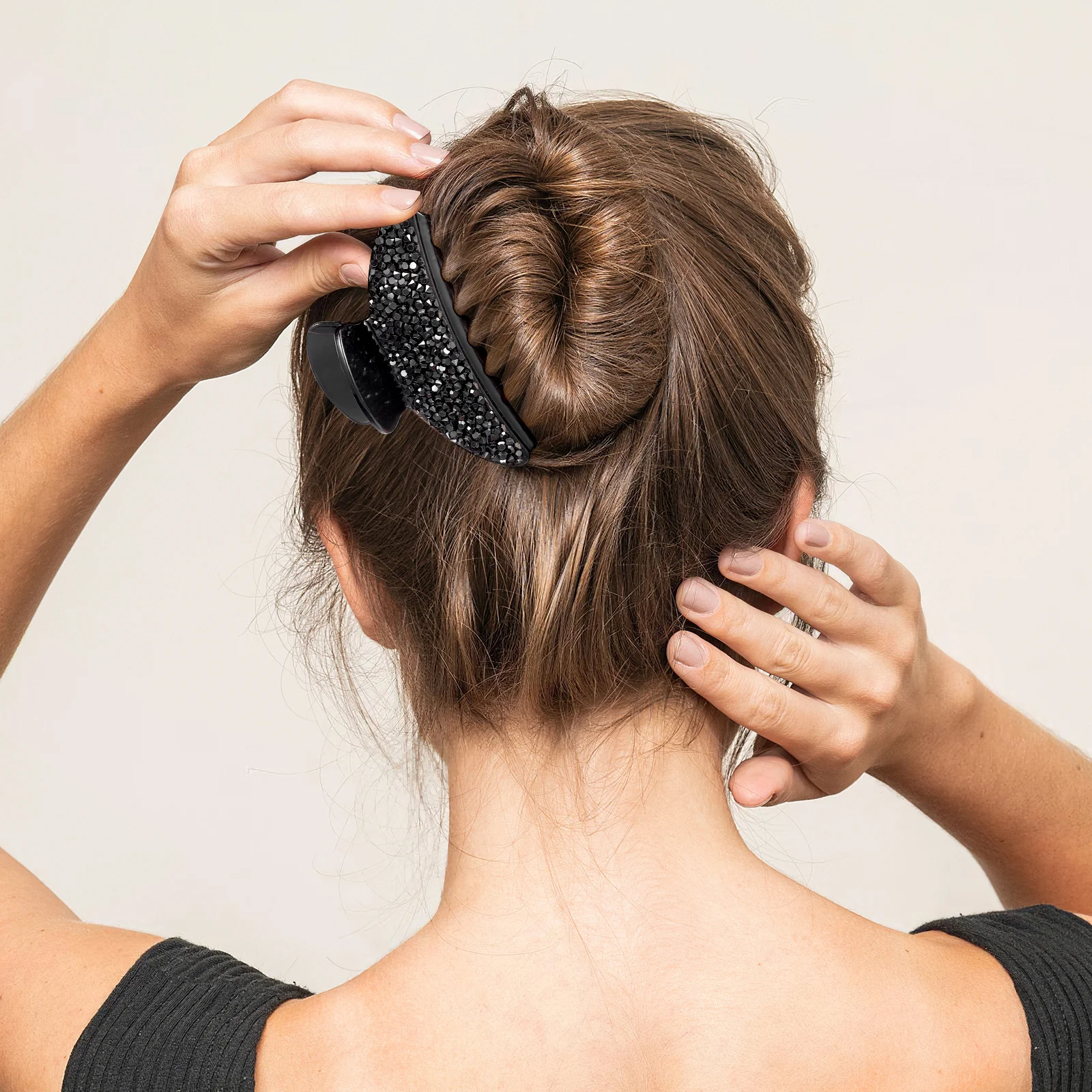 

2pcs Resin Rhinestone Clips Large Jaw Clip For Women Girls Adjustable Smooth Hair Styling Tool Durable Hair Accessories