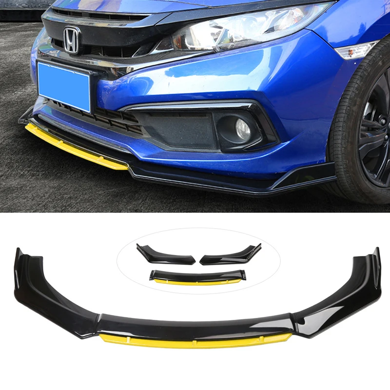 Car Accessories Universal Car Front Bumper Lip Body Kit Spoiler Splitter Diffuser 4PCS White Carbon Fiber Splitter ABS Plastic