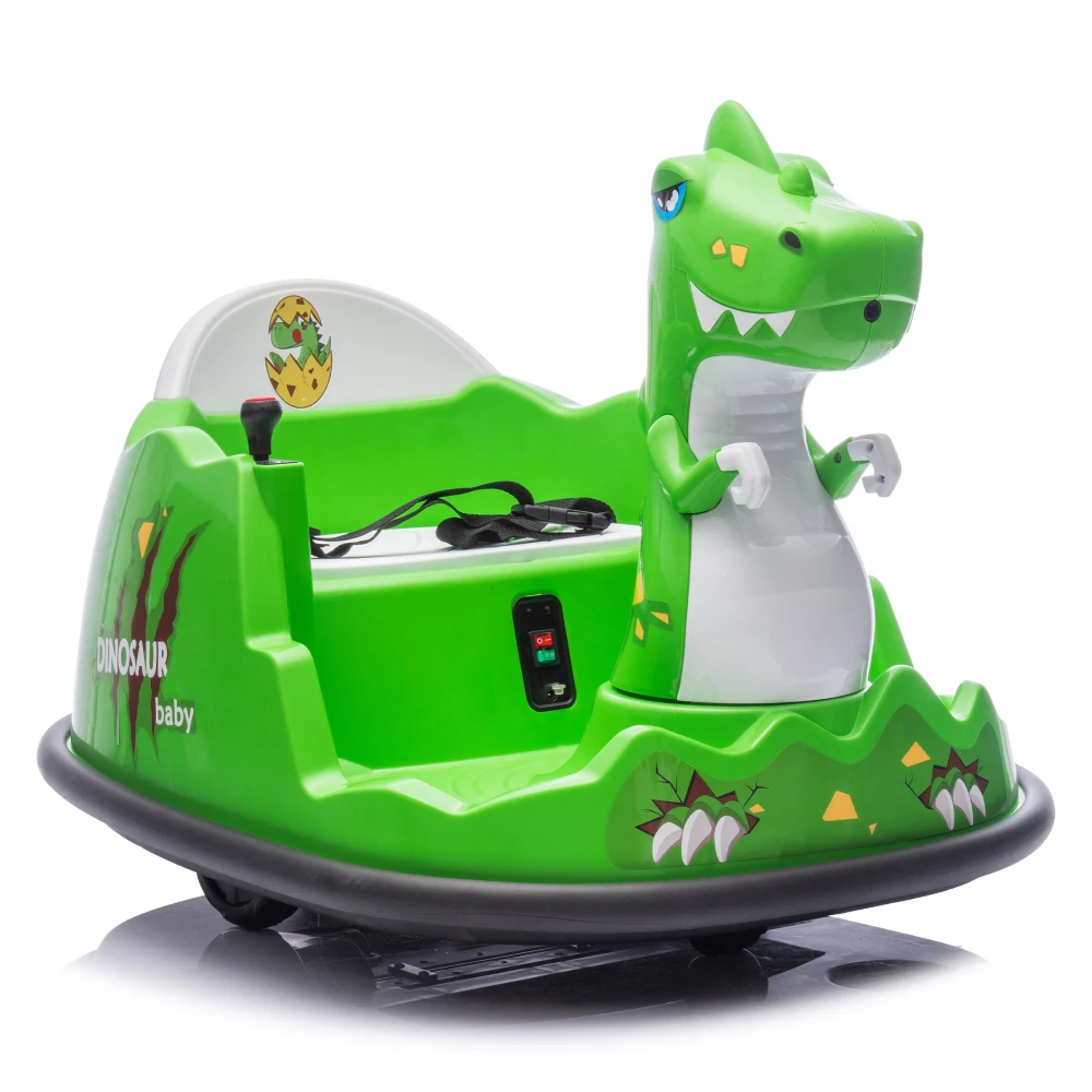 

Kids Bumper Car,Remote Control,Dinosaur Shape,Spray With Light, Anti-Collision Strip,Switchable music,Size Seat For kids 2-5