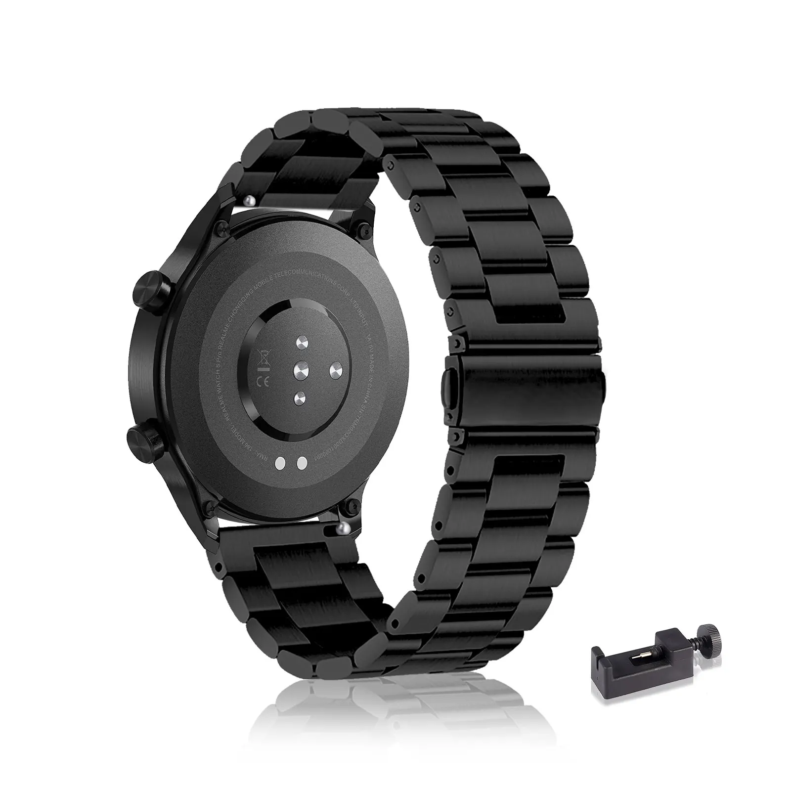 

Stainless Steel Bands for Realme Watch 3 Pro/Watch 3/Watch 2/Watch 2 Pro Band, Three Columns Metal Replacement Strap