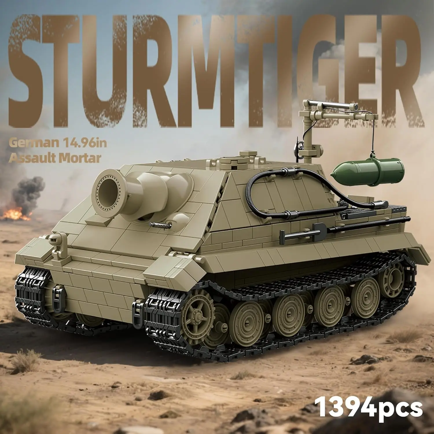 

1394Pcs Sturmtiger Assault Mortar Building Blocks Set, Army Model Collectible, Home Office Desk Decor Gift for Adults