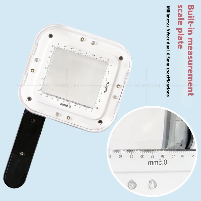10X 15X 20Xhandheld Magnifier Foldable Led Light with Scale and Magnifying Glass for Antique Reading and Identification
