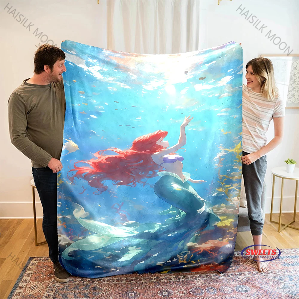 بطانية أميرات ديزني ليتل ميرميد أرييل مطبوعة ثلاثية الأبعاد للمكتب والسفر RV متعددة المشهد للفصول الأربعة متوفرة بسرعة #5