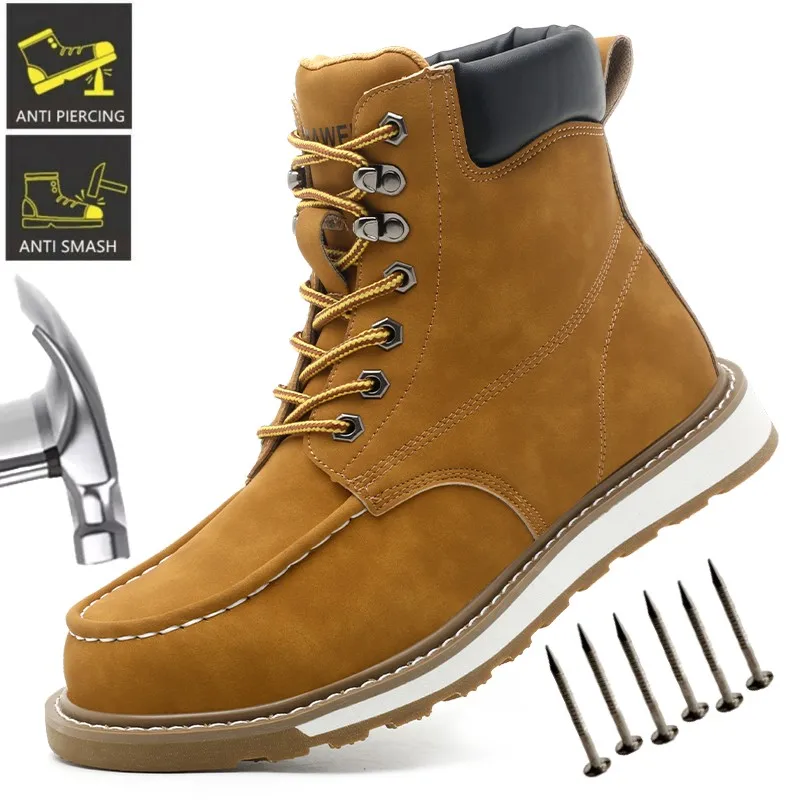 

Work Hiker Boots Puncture-Proof Construction Boots Men Steel Toe Anti-Slip Work Shoes Indestructible Safety Shoes for Men
