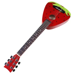 30 Inch Mini Acoustic Guitar 6 String High Gloss Basswood Body Children Folk Guitar Cartoon Shape Travel Guitar