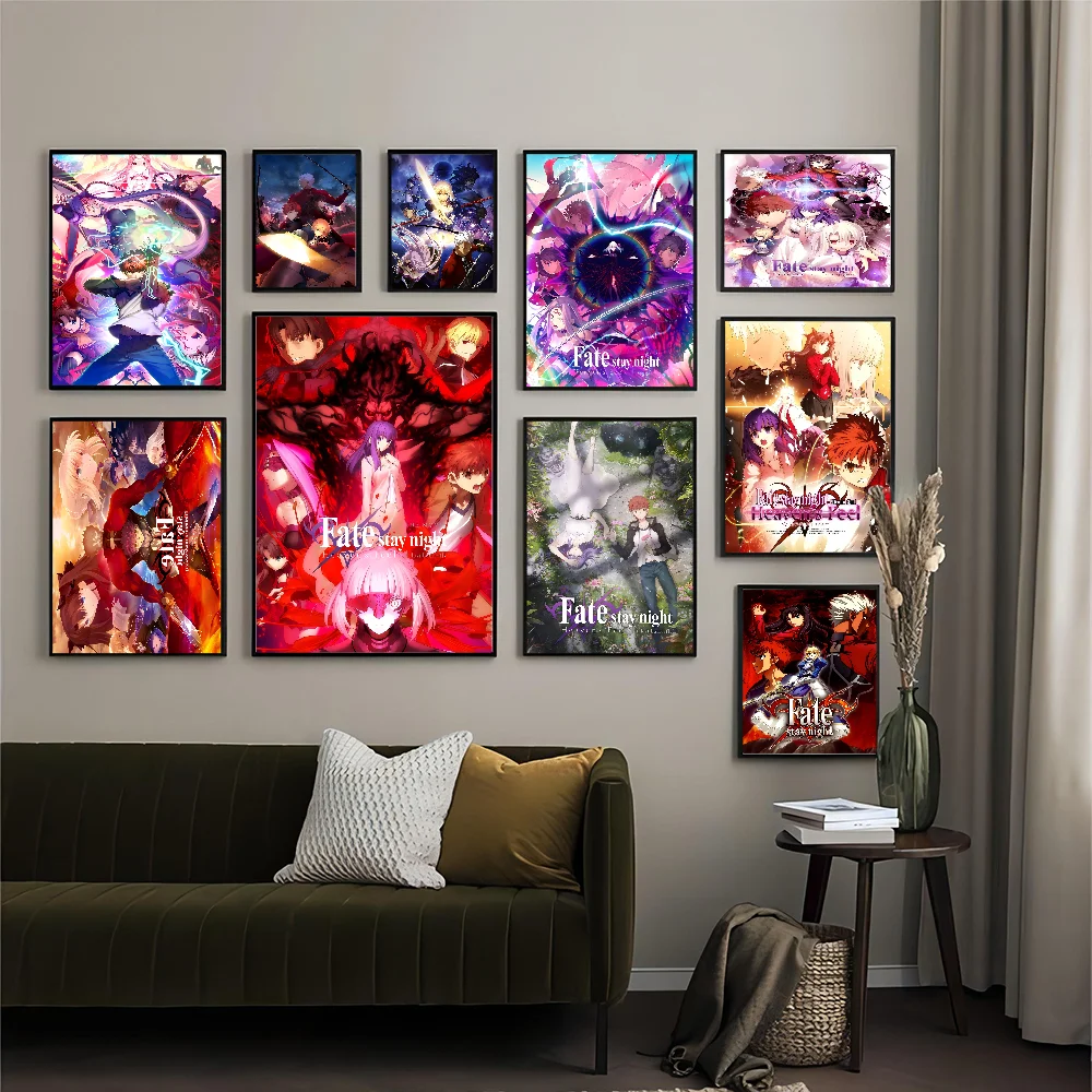 

Fate Stay Night Classic Vintage Posters Decoracion Painting Wall Art White Kraft Paper Kawaii Room Decor