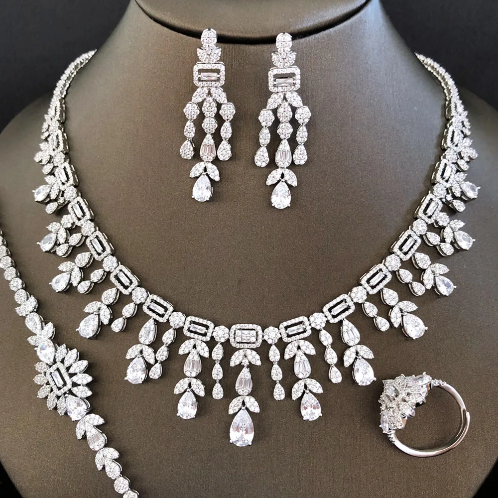 GODKI New Trendy Sweater Long Necklace Earring Jewelry Sets For Women Wedding Party Zircon CZ African Dubai Bridal Jewelry 2022