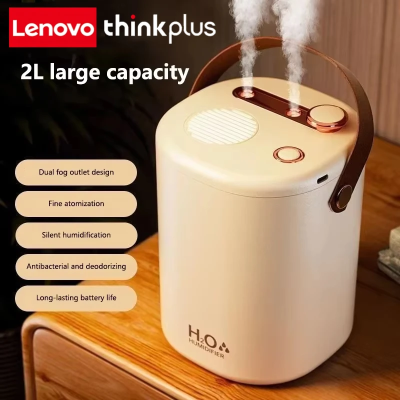 Lenovo Thinkplus 2L Air Humidifier Cool Mist Aroma Diffuser LED Night Light Power-Off Protect USB Humidificador For Home Car