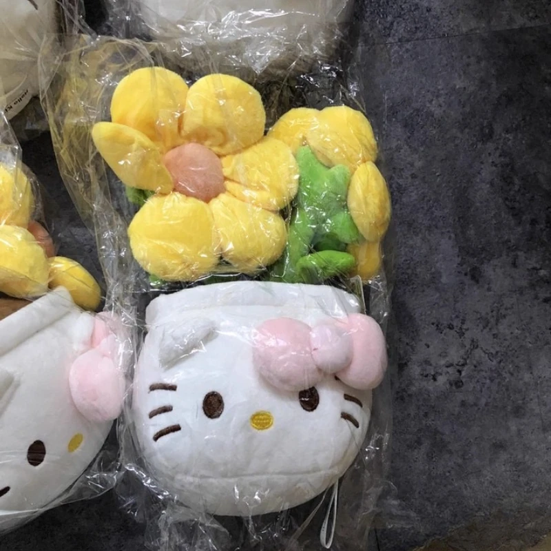 23cm flor Hello Kitty peluche planta en maceta muñeca almohada suave relleno púrpura rojo ramo juguete decoración del hogar regalos de cumpleaños para niñas