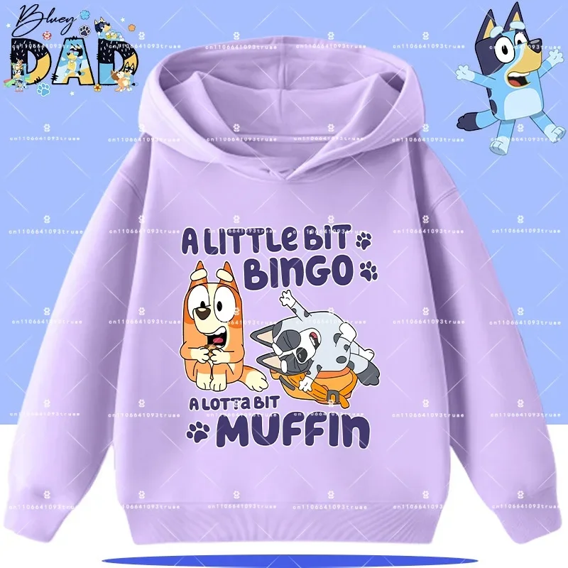 Ropa Kawaii de Anime, Sudadera Cálida de Invierno a la Moda, Regalo para Niños 2026, Sudadera Gruesa con Capucha de Bluey y Bingo para Niños, Nueva Ropa de Dibujos Animados