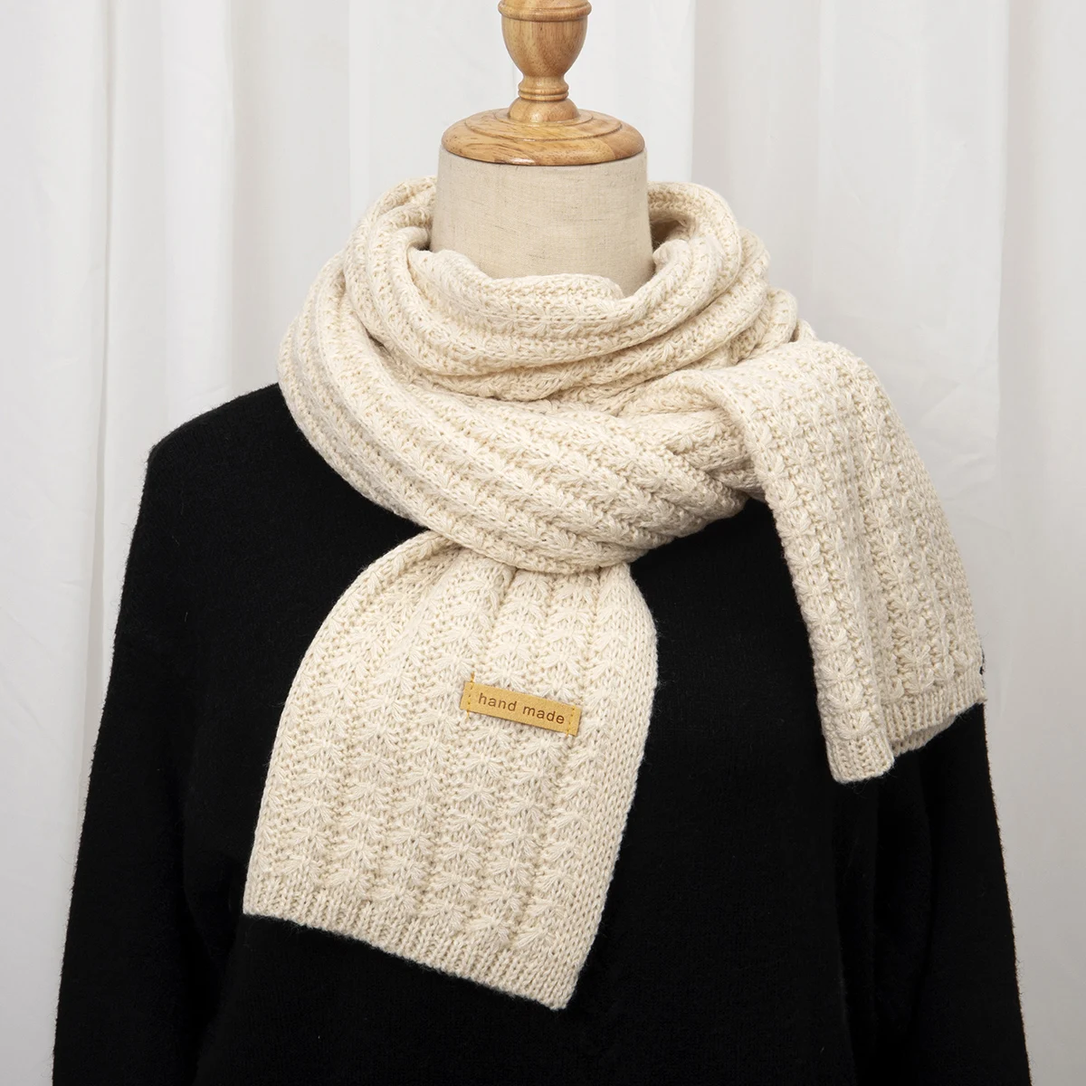 

Plain Color Knit Warm Neckerchief For Women All-Match Instant Scarf Winter Warm Thick Scarf Neckescarf 180*30cm