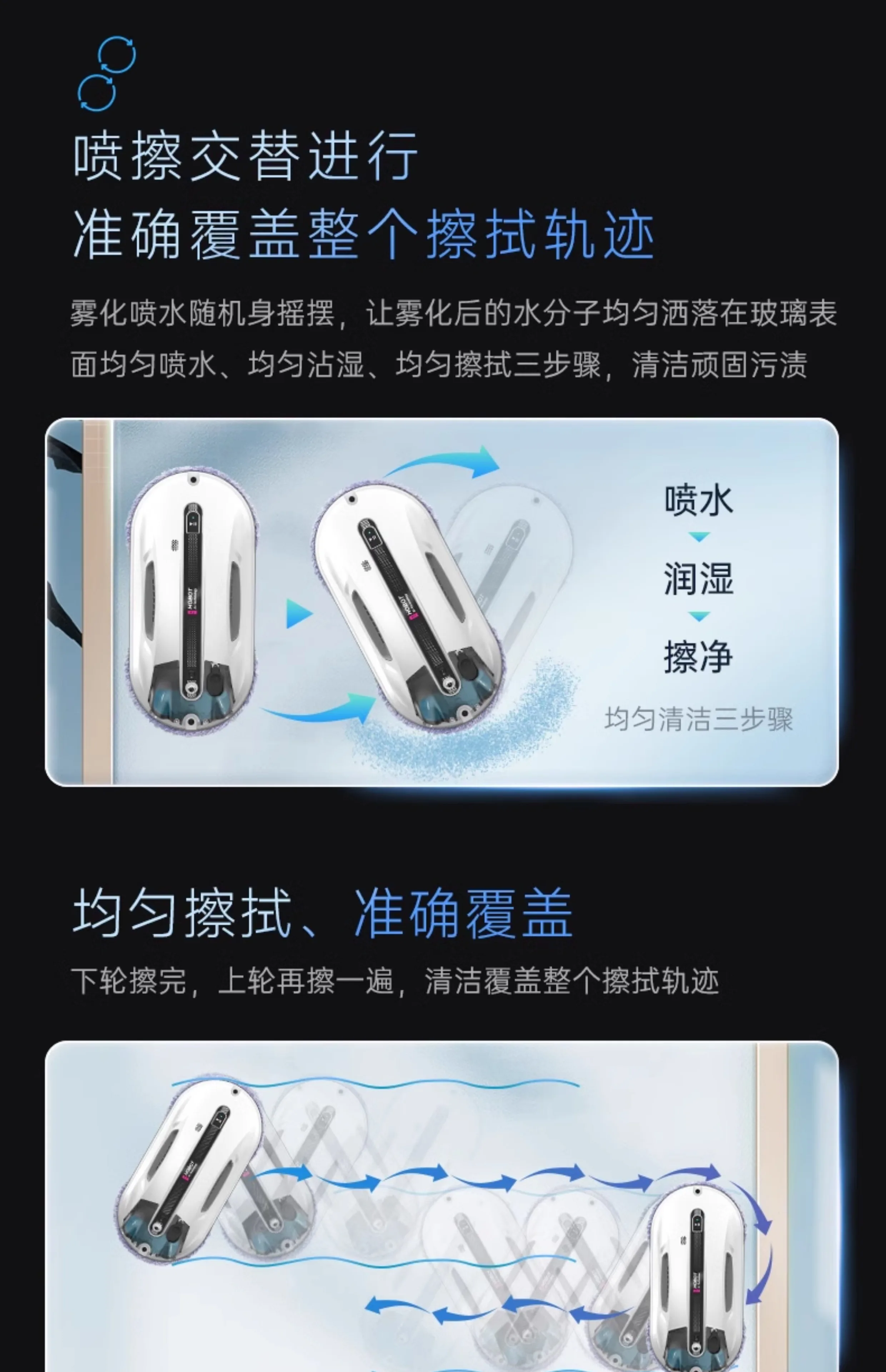 روبوت تنظيف النوافذ بالرش المائي، تنظيف الزجاج المنزلي الكهربائي، تنظيف النوافذ #2