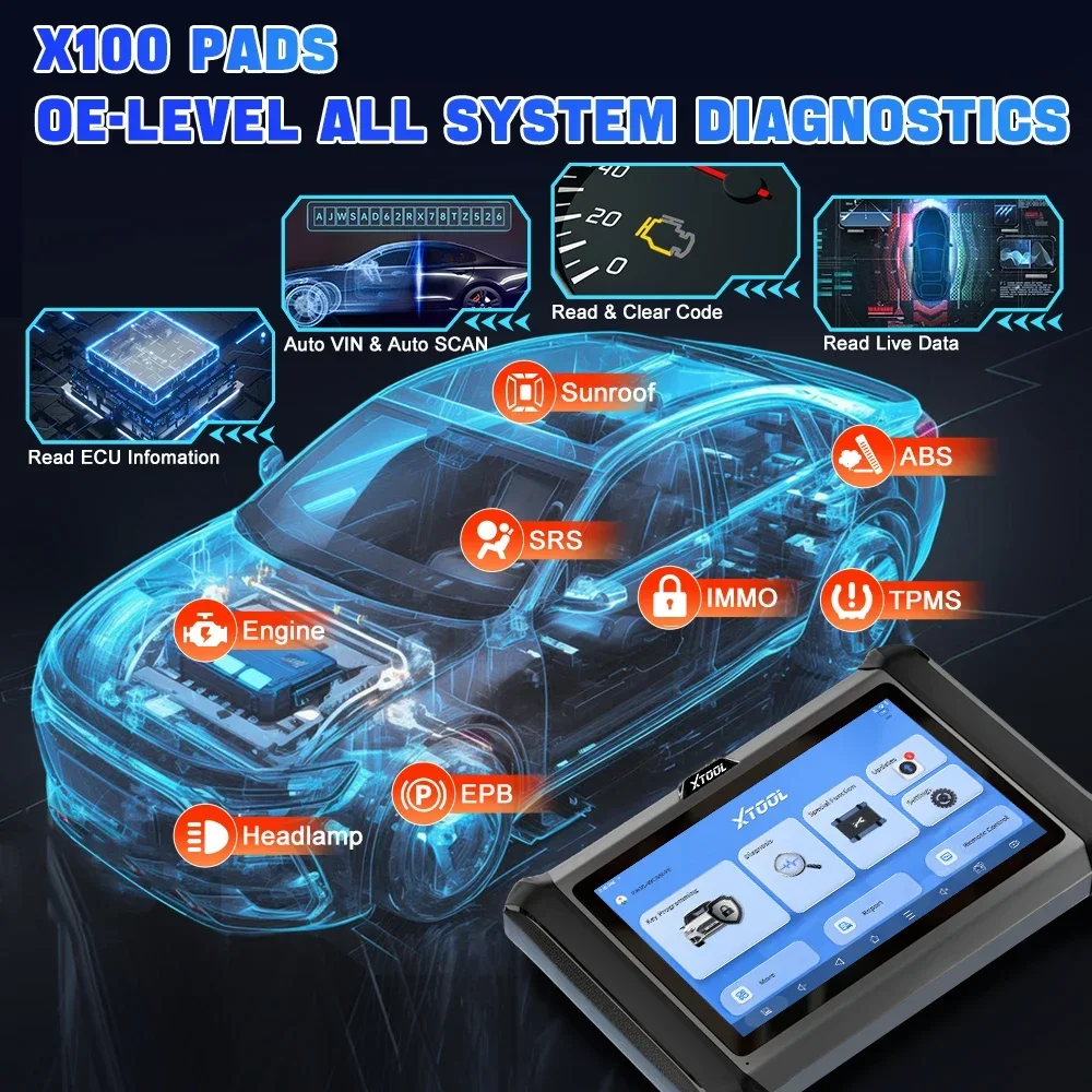 XTOOL X100 PADS IMMO Key Programming Tools All Key Lost OBD2 All System Diagnostic Scaner Upgraded of X100 PAD X100PAD2 EEPROM