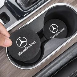 Almohadillas antideslizantes para vasos de agua de coche, tapetes de cuero para Mercedes Benz AMG Smart W205, C300, W203, W206, W108, W124, W126, W140, 2 piezas