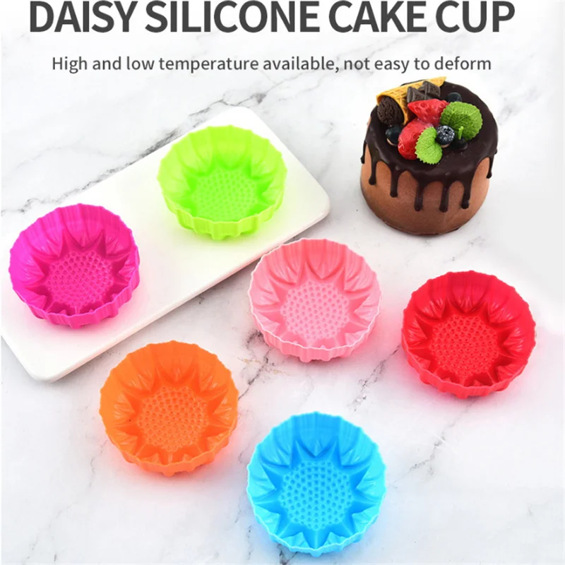 Silicone Chrysanthemum Cupcake Liners Reusable Baking Cups Nonstick Easy Clean Pastry Muffin Molds