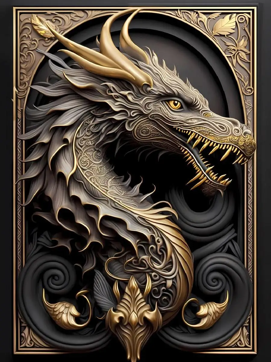 Supreme Golden Dragon Poster  Luxurious Wall Art Print for Mancave Interior Design Decor