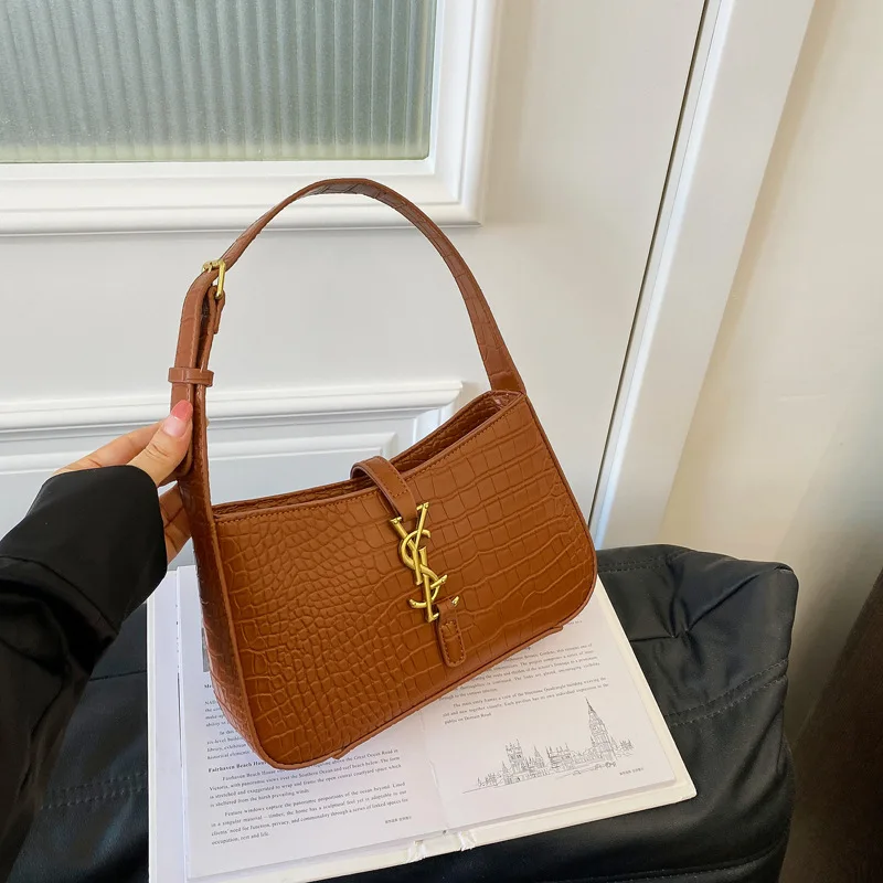 

2025 Популярная женская модная сумка с каменным узором, модная трендовая сумка из искусственной кожи, повседневная сумка на одно плечо, подмышки