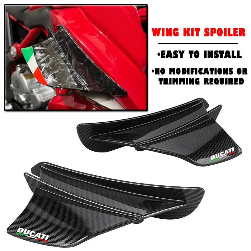 Para motocicleta Ducati Panigale V4/V2 899-1299 CNC Kit de alas de aluminio alerón aerodinámico No requiere perforación