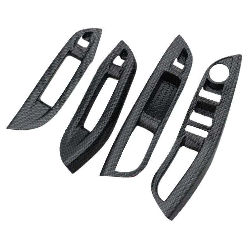 4Pcs Carbon ABS Car Window Lifter Panel Frame Decoration Cover Trim Sticker for Ford Focus MK 3 4