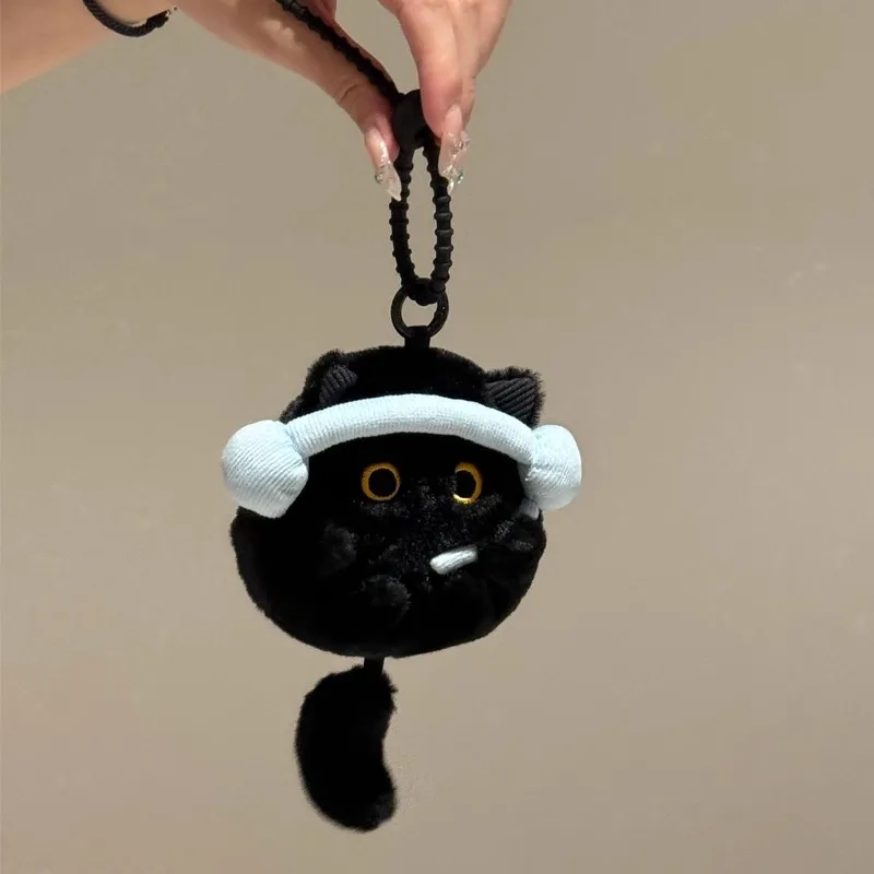 Plush Black Cat Airpods Pro Case Custom Cute Decoration Anti-fall Protective Case for Bluetooth Headset Accessories Gift