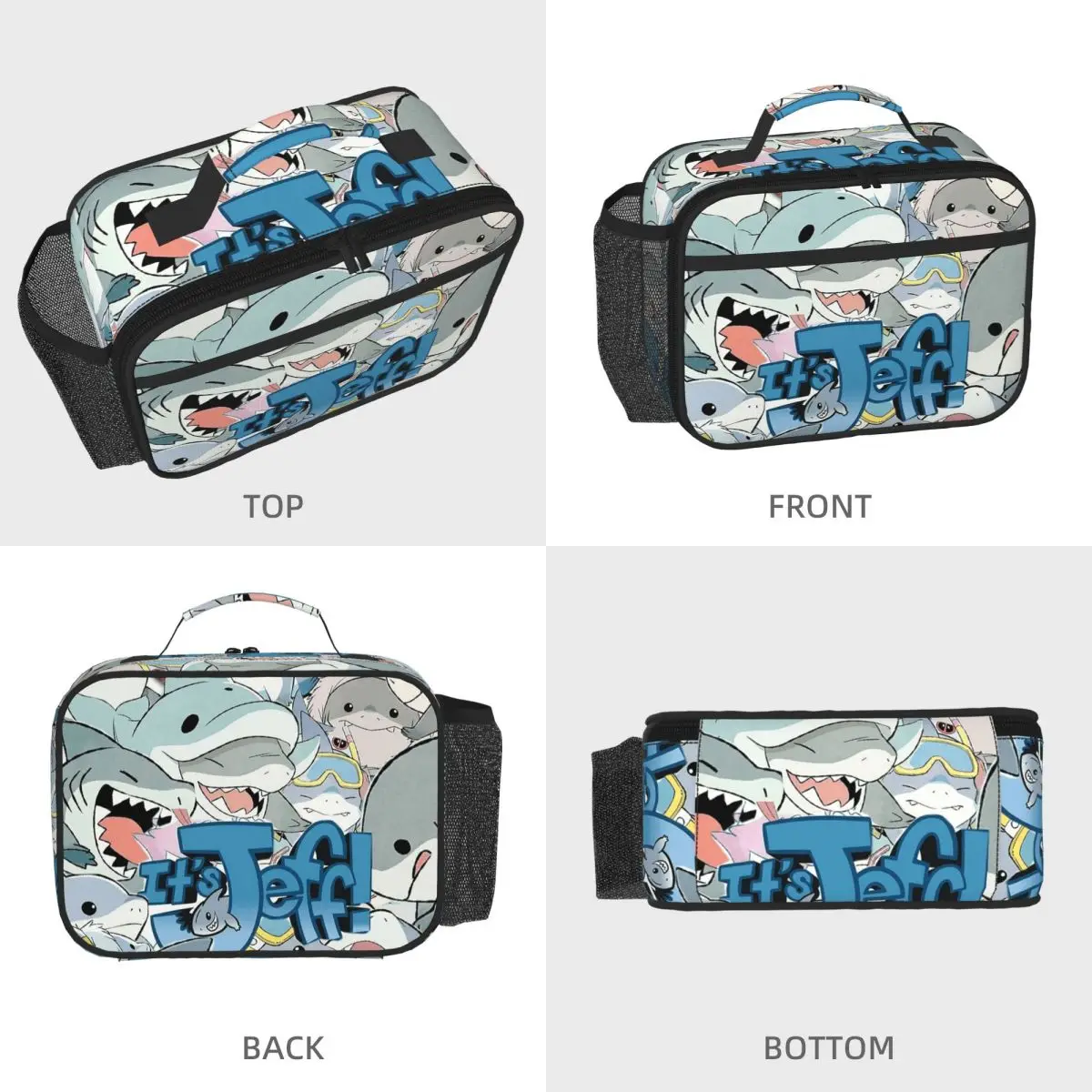 Cute Jeff The Land Shark Cartoon Insulated Lunch Bag for Women Children Portable Food Boxes Thermal Lunch Box Tote