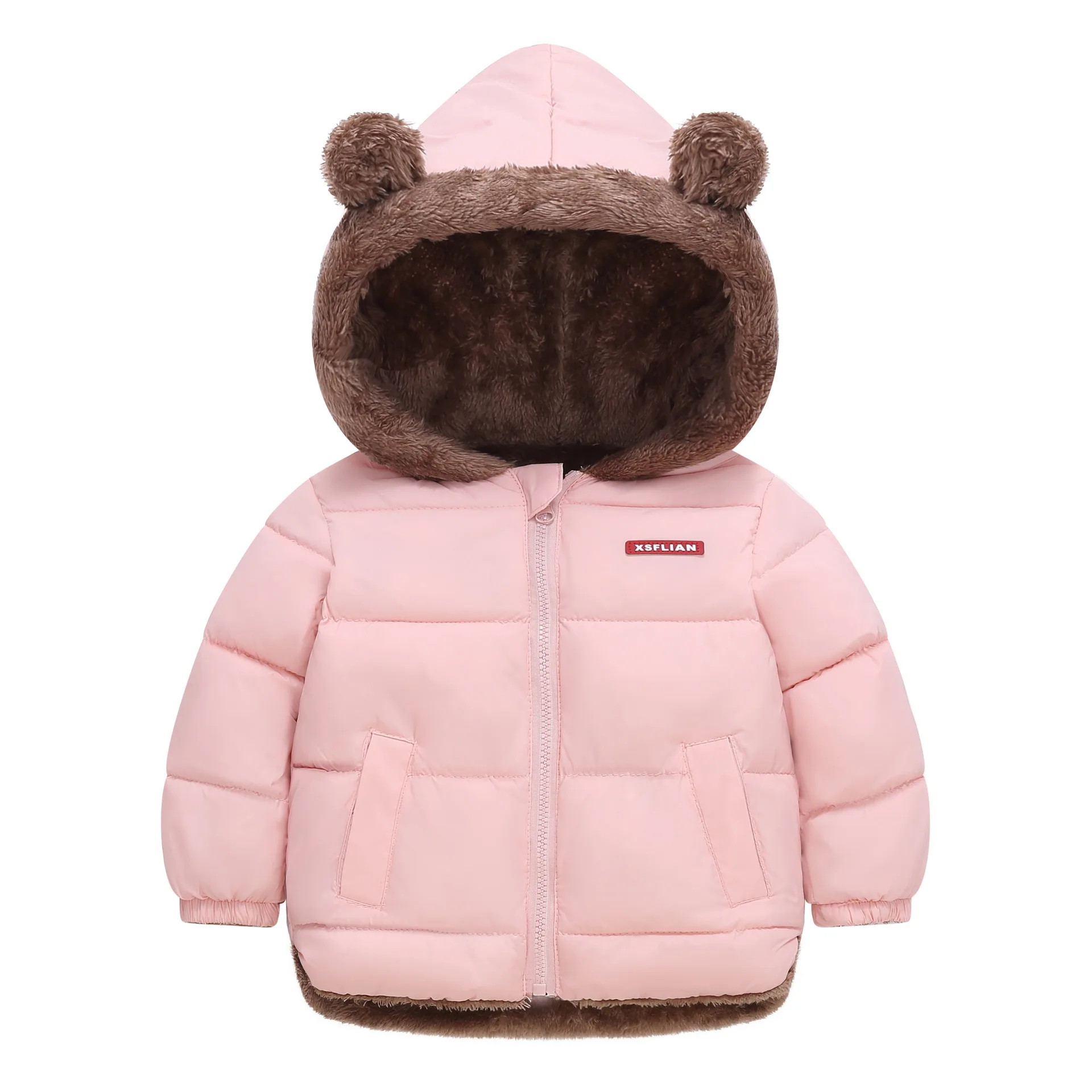 

Kids Boys Autumn Winter Ear Hooded Cotton Coat Casual Long Sleeve Warm Jacket Coat Children Thick Sports Overcoat Snowsuit