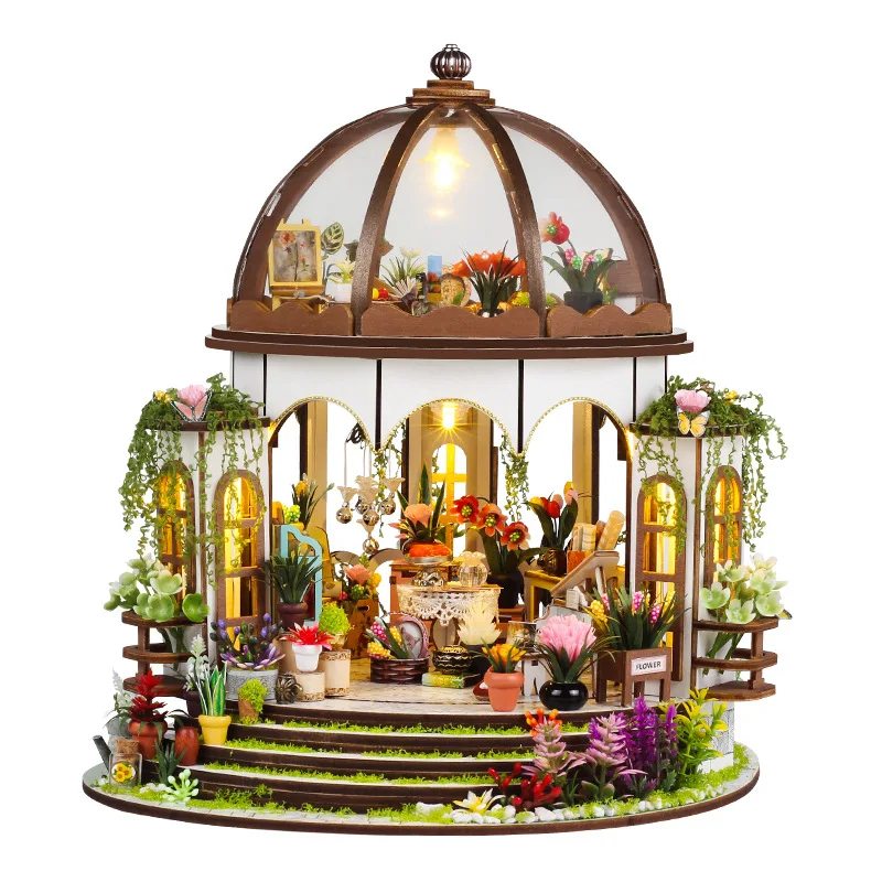 Creatieve 3D Sky Garden geassembleerde bouwpakketten Model met verlichting Houten puzzels Desktopdecoratie Speelgoed Cadeau voor kinderen