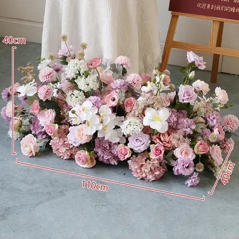 인공 실크 꽃 웨딩 배경 장식 테이블 센터피스 플라워 볼, 바닥 꽃 줄, 파티 로드 리드 플라워 볼
