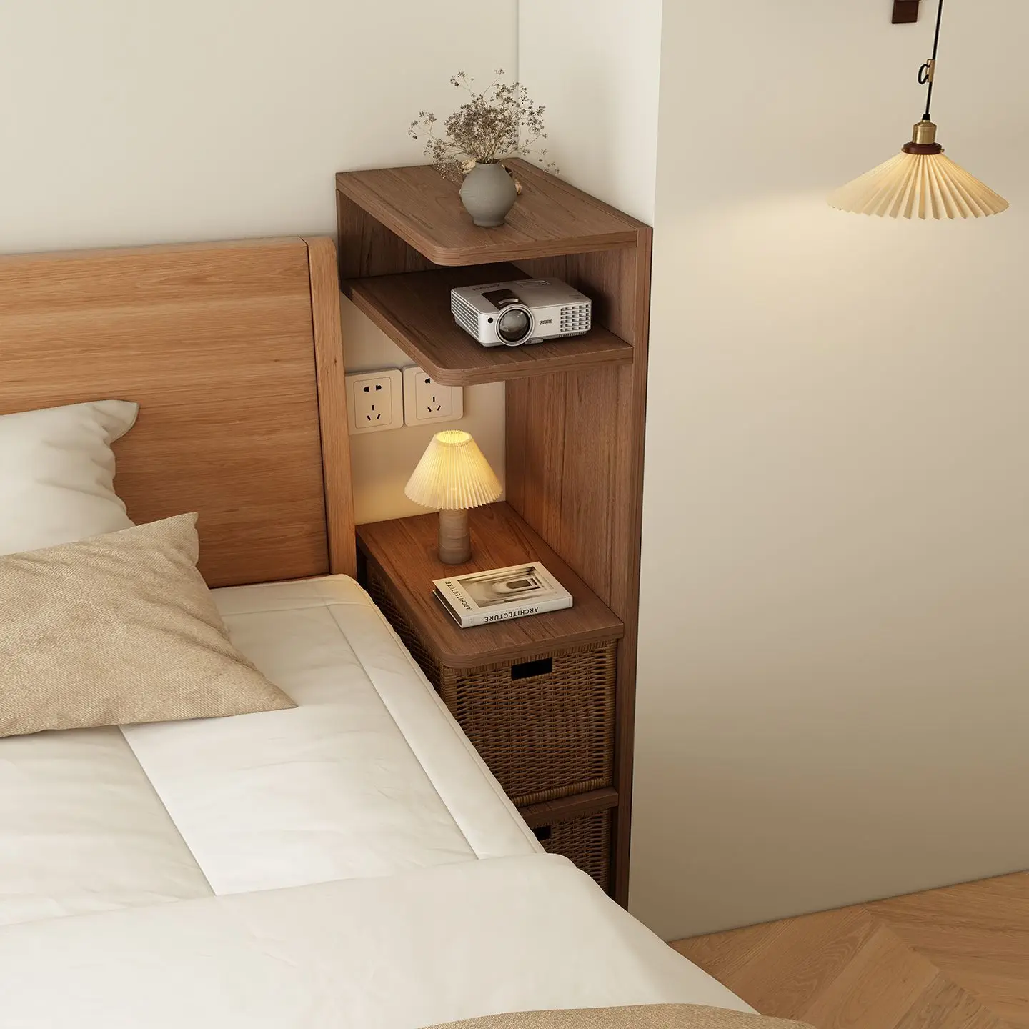 Ultra Narrow Slim Rattan Bedside Table Space Saving Gap Storage Rack Simple Minimalist Drawer Nightstand Nordic Home Decor