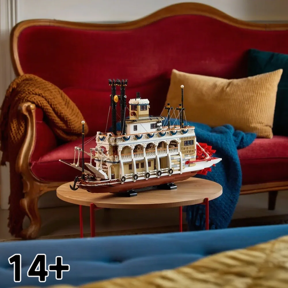 2025NEW 4090P 21356 Steam Creative River Steamboat blocs de construction modèle de navire Transport briques jouets cadeau de noël pour enfant adulte