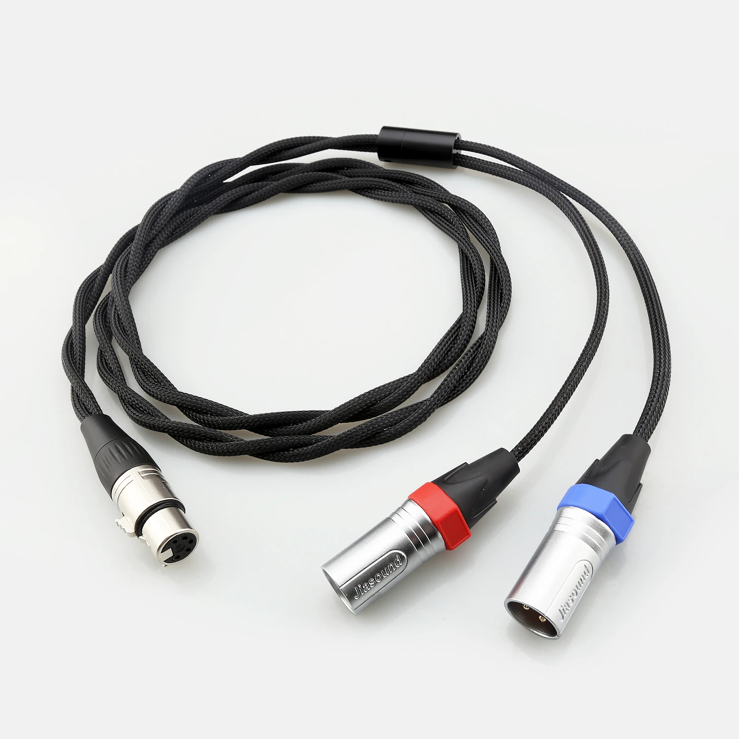 HIFI XLR 5Pin Female to 2x XLR 3Pin Male Dual-Elements Microphone Cable Audiophile Audio Signal Cord for HiFi System