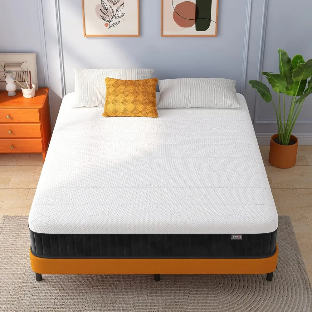 queen-size 12-inch hybrid mattress, boxed bed mattress, pressure-relieving and fiberglass-free