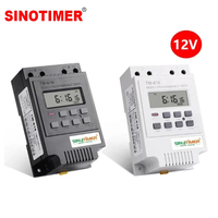 SINOTIMER 30AMP Control Load DC 12V TIMER SWITCH 7 Days 17 ON/OFF Programmable 24hrs Digital Time Relay Din Rail Mount