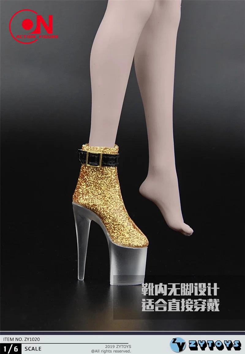 En Stock ZYTOYS 1/6 ZY1020 soldado femenino zapatos de tacón alto con parte inferior transparente modelo apto para figura de acción de 12 pulgadas zapatos de muñeca OB OD