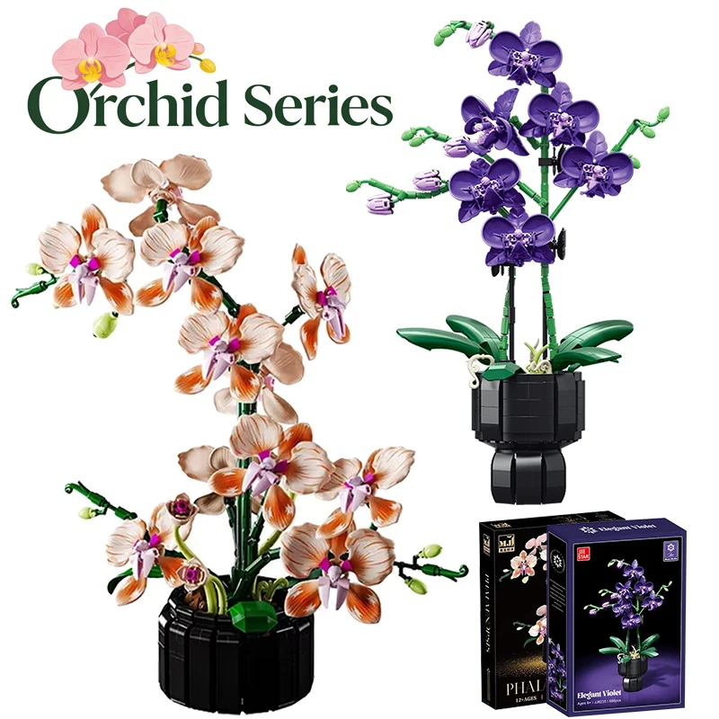

Creative Orchid Cymbidium Eternal Flowers Potted Plant Building Blocks Simulation Phalaenopsis DIY Bricks Toys Valentine's Gift