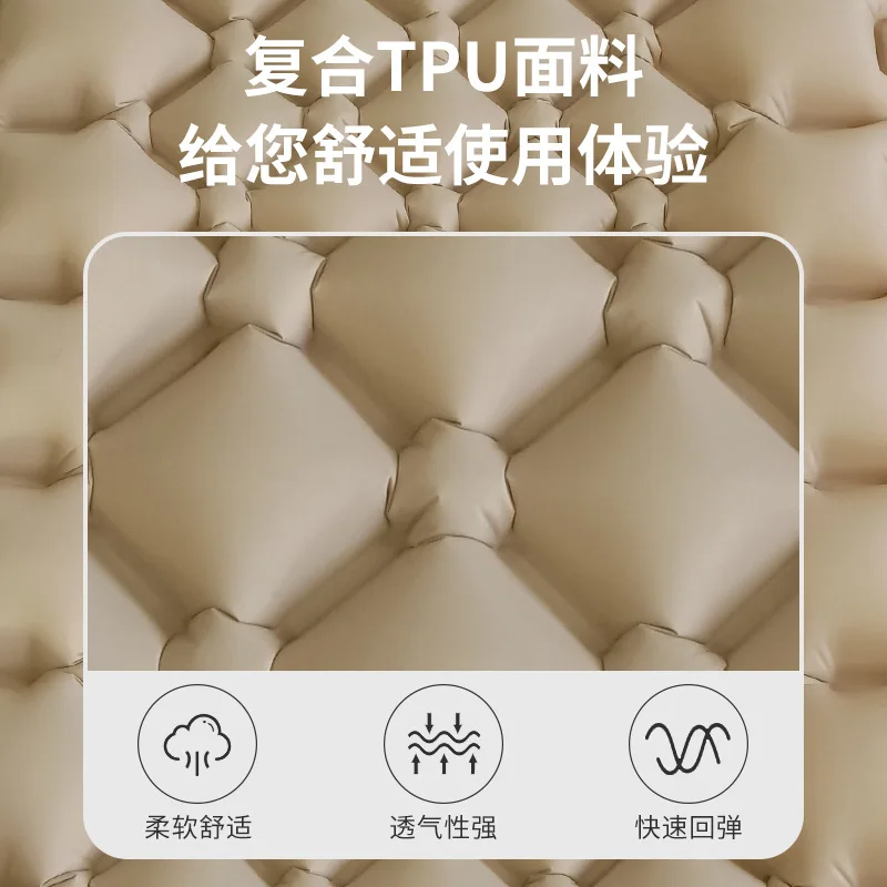 Inflatable Mattress Outdoor Thickened Portable Rectangular Camping Mat with Pillow TPU Foot Other Inflating Mode